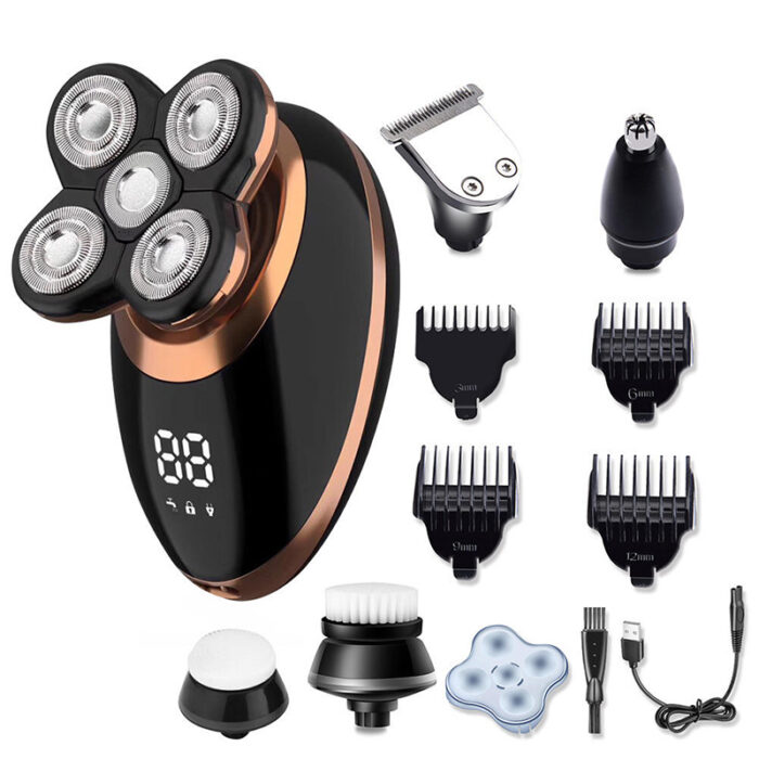 5 In 1 Head Shaver Smart Portable Rechargeable Waterproof Hair Clipper For Men