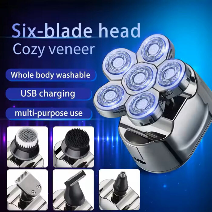 6 in 1 6D Floating Blade Rotary Electric Shaver Bald Men