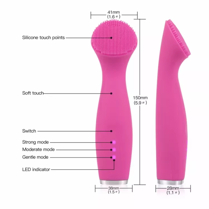 Custom Color Electric Ultrasonic Soft Silicone Facial Wash Cleanser Brush