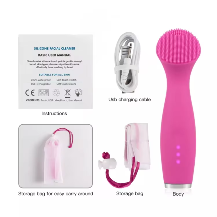 Custom Color Electric Ultrasonic Soft Silicone Facial Wash Cleanser Brush