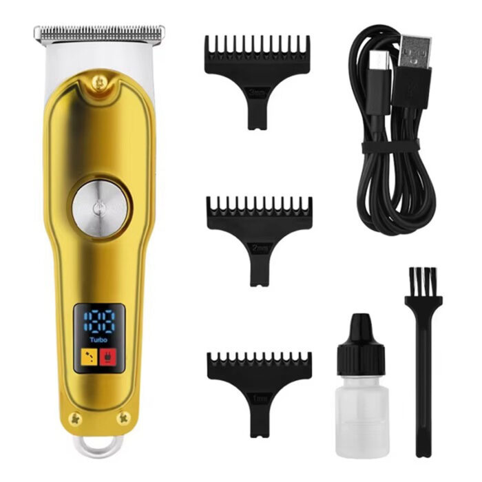 Electric Cordless Gold LED Digital Display 5 in 1Hair Clipper Shaver Trimmer