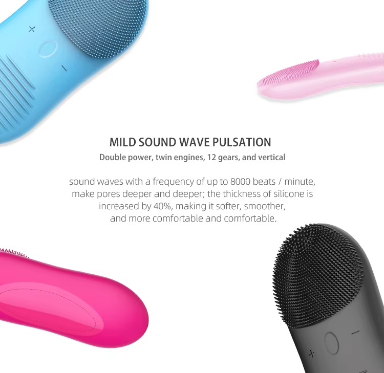 New Portable Waterproof Silicone Electric Rechargeable Facial Cleansing Brush