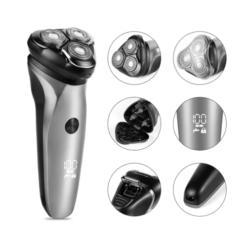 USB Charging Low Noise Men's Facial Electric Shaver with Power Display