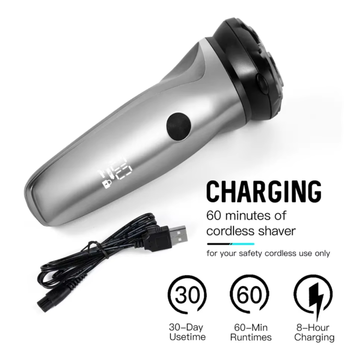 USB Charging Low Noise Men's Facial Electric Shaver with Power Display