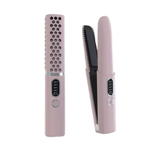 Curler Electric Portable USB Rechargeable Hair Straightener Cordless 2 in 1