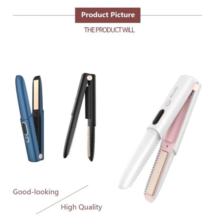 Curler Electric Portable USB Rechargeable Hair Straightener Cordless 2 in 1