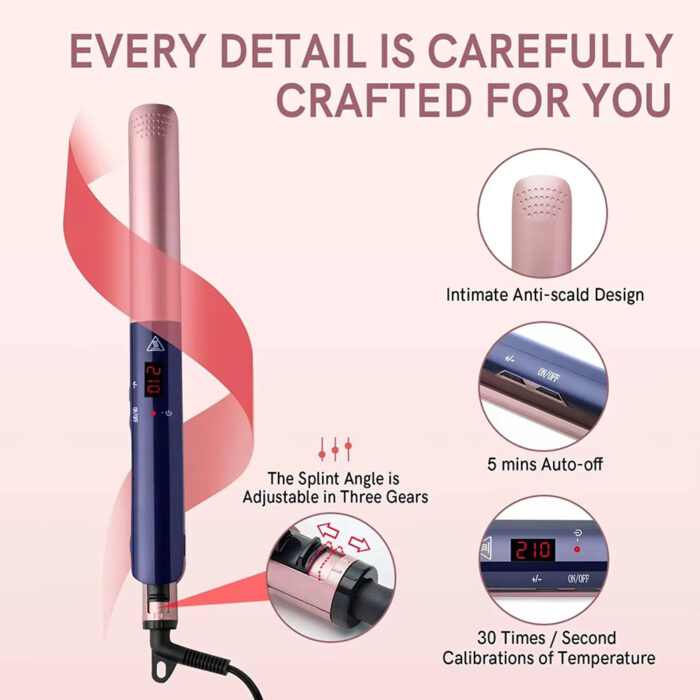 Dry and Wet Dual-use Rechargeable Three-speed LCD 2 in 1 Curler and Hair Straightener