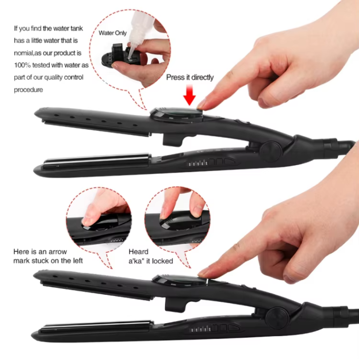 Hair straightening iron multi-functional 5 speed professional steam pod electric straightener