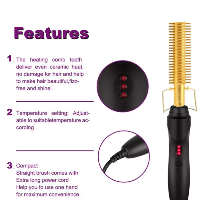 Home Use Electric Portable Hair Straightener Curler Comb