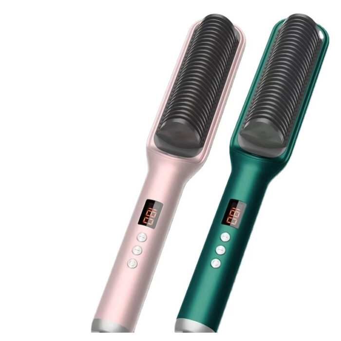 LCD 2 in 1 Hair Curler Professional Electric Straightener Comb