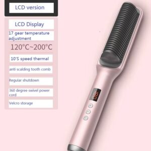 LCD 2 in 1 Hair Curler Professional Electric Straightener Comb