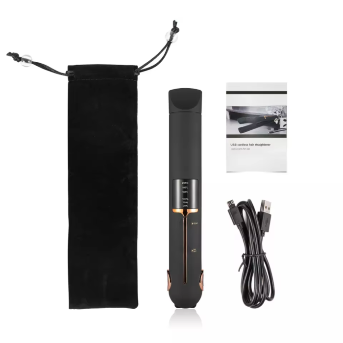 Wireless Travel Hair Straightener Portable USB Rechargeable Flat Iron LCD 20W