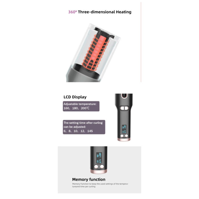 Wholesale USB Charging LCD Hair Culer Automatic Rotating Crimping Iron