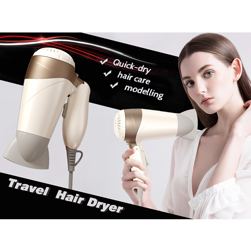 1600 Watt Hotel Foldable Travel Hair Dryer with Cool Shot Function DR940038-7 Negative Ion Foldable Hair Fast Drying Electric Hair Dryer with Concentrator