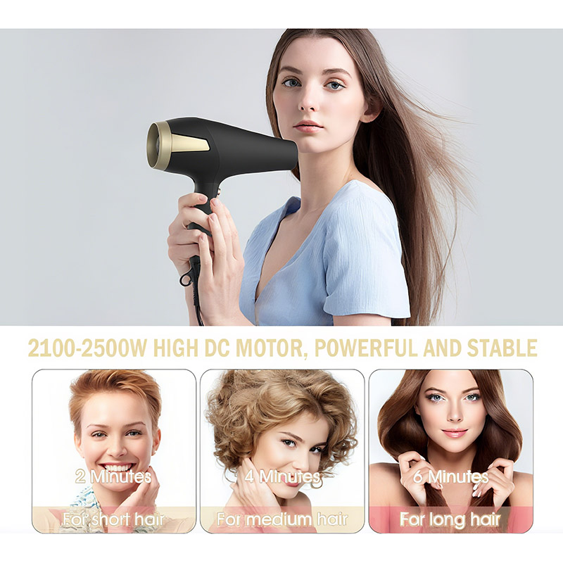 2500W Powerful Strong Air Speed Hairdryer Blow Dryer Professional Ionic DR940028-9 Negative Ion Foldable Hair Fast Drying Electric Hair Dryer with Concentrator