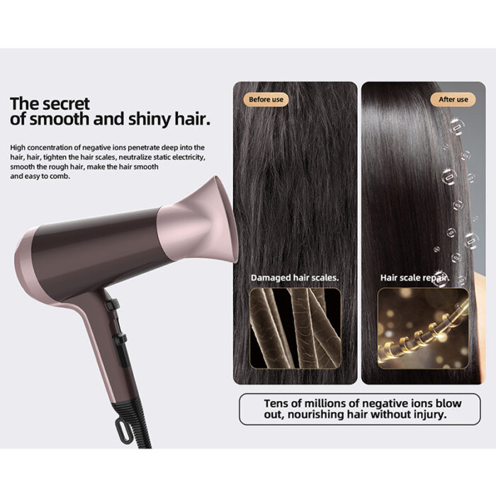 DC Motor Household Hair Dryer with Diffuser and Concentrator Negative Ion