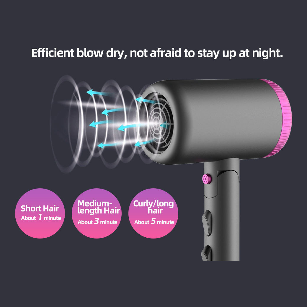 Electric Hair Dryer Salon 3 Speeds & Heat Settings Ionic 1800-2000W DC Motor DR940004-7 Negative Ion Foldable Hair Fast Drying Electric Hair Dryer with Concentrator