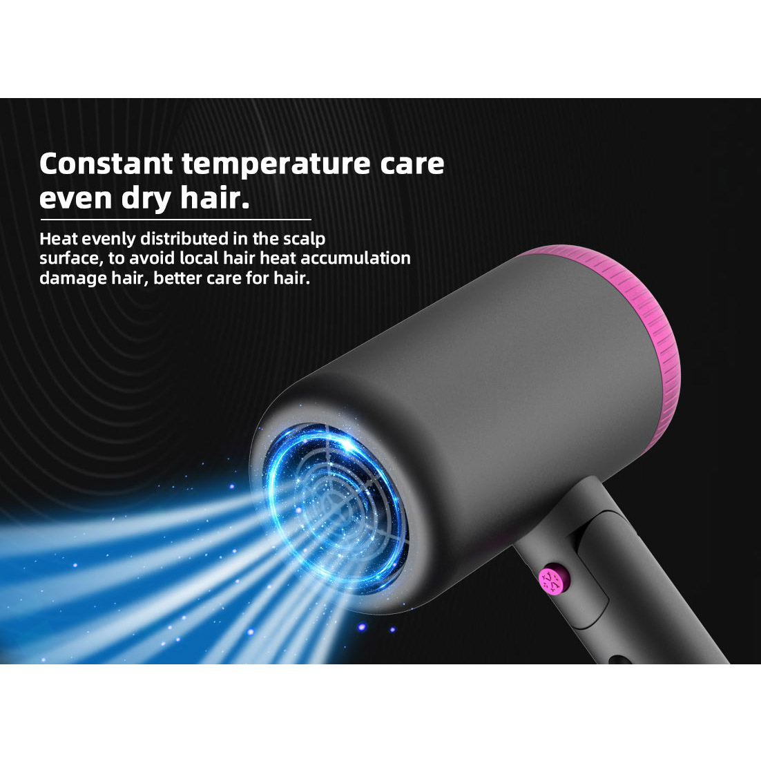 Electric Hair Dryer Salon 3 Speeds & Heat Settings Ionic 1800-2000W DC Motor DR940004-8 Negative Ion Foldable Hair Fast Drying Electric Hair Dryer with Concentrator