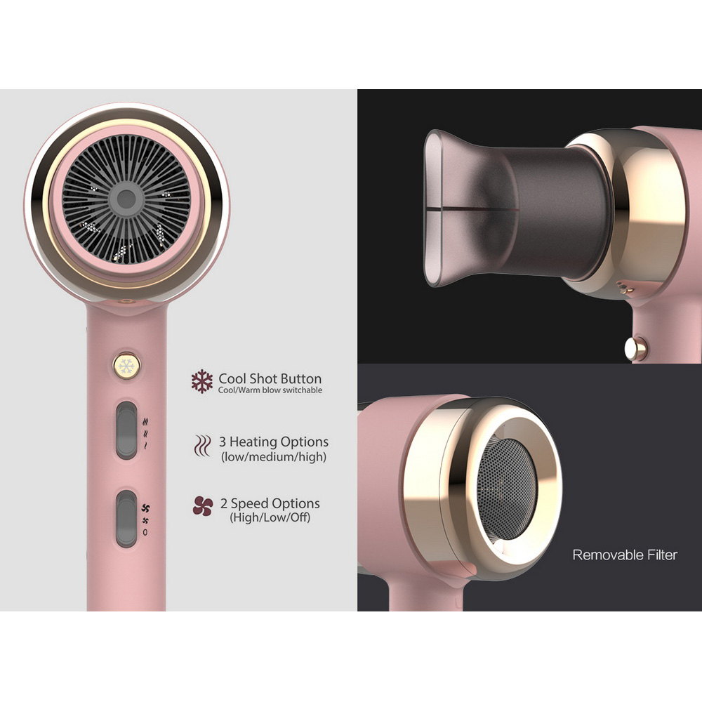 Hair Dryer with Magnetic Nozzle Professional Salon Fast Drying Quiet Ionic DR940022-6 Negative Ion Foldable Hair Fast Drying Electric Hair Dryer with Concentrator