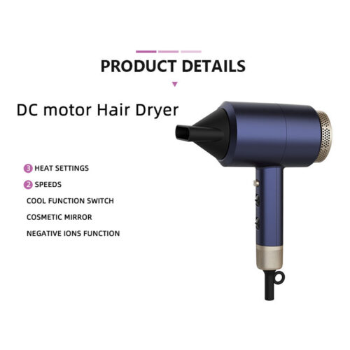 Handheld Blow Dryer with Cosmetic Mirror Lightweight DC Motor 1800W Ionic