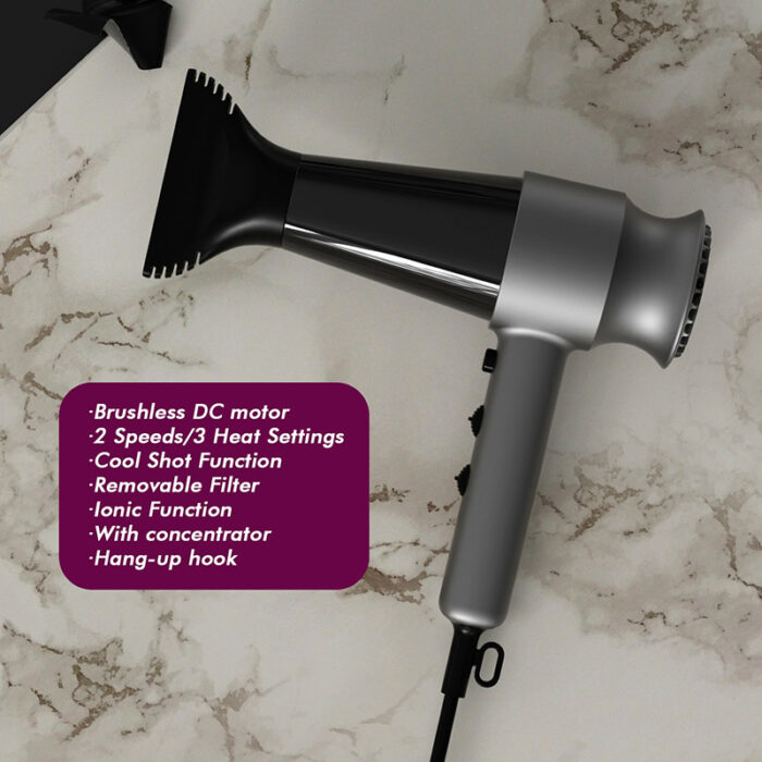Professional Hair Blow Dryer with Concentrator High Speed BLDC Motor 110000 RPM