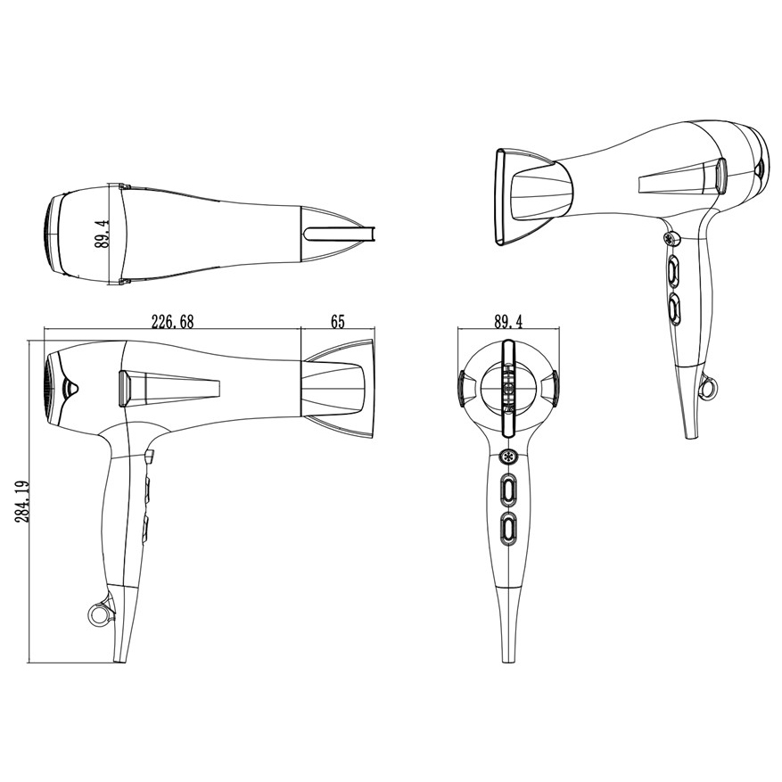 Professional Salon Hair Dryer with Concentrator 2200W Constant Temperature DR940014-5 Negative Ion Foldable Hair Fast Drying Electric Hair Dryer with Concentrator