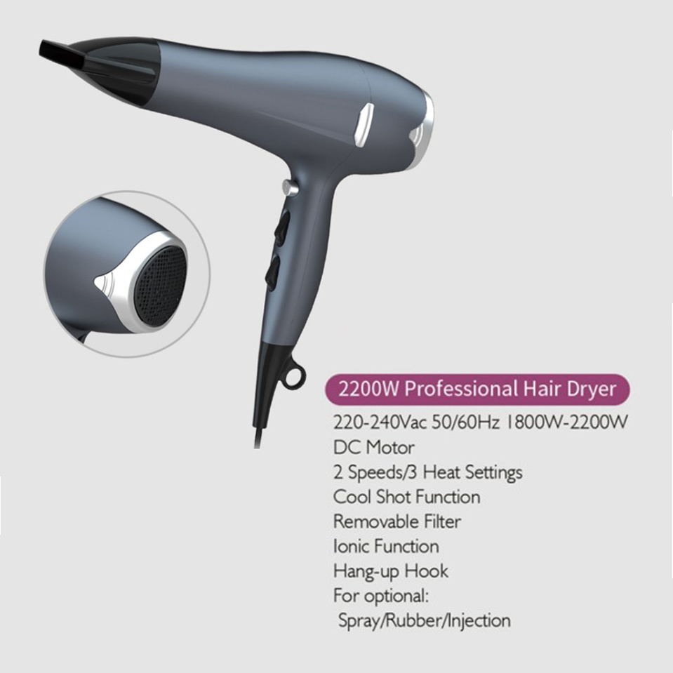 Professional Salon Hair Dryer with Concentrator 2200W Constant Temperature DR940014-6 Negative Ion Foldable Hair Fast Drying Electric Hair Dryer with Concentrator