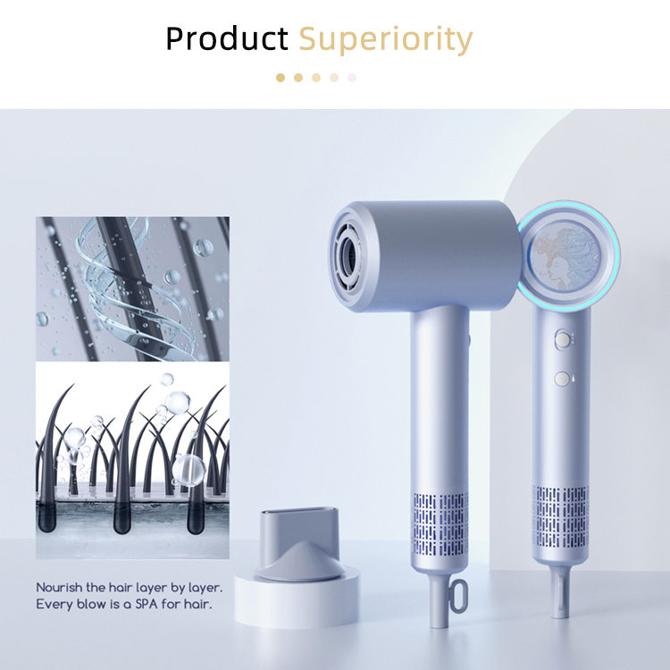 Salon Blow Hair Dryer with Concentrator BLDC 1600W 110000RPM Ionic DR940016-3 Negative Ion Foldable Hair Fast Drying Electric Hair Dryer with Concentrator