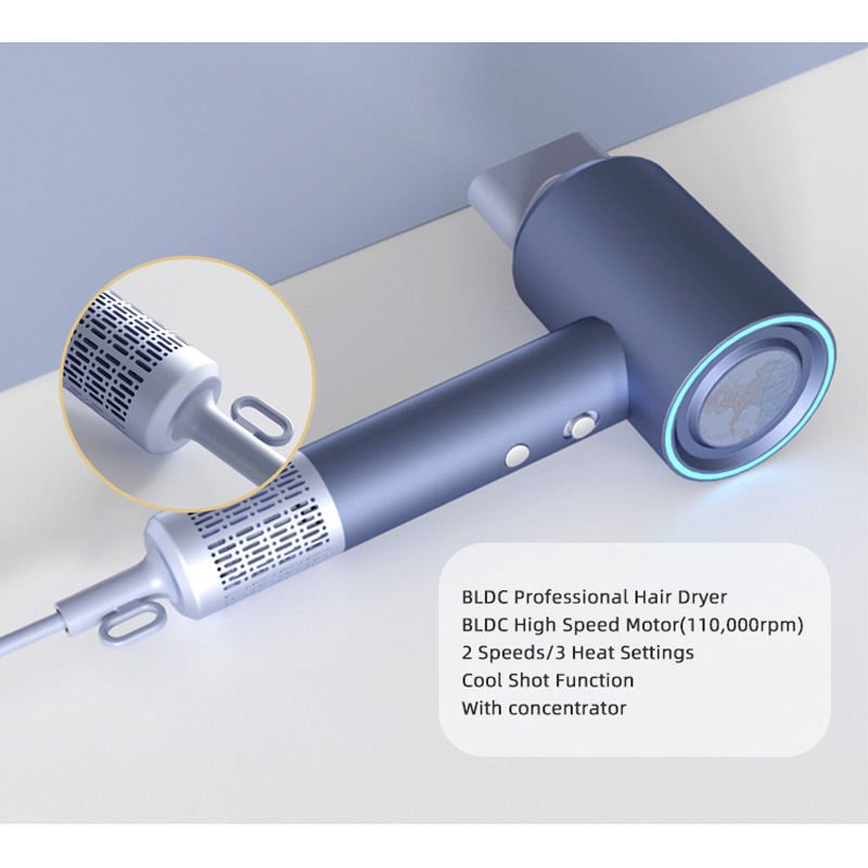 Salon Blow Hair Dryer with Concentrator BLDC 1600W 110000RPM Ionic DR940016-5 Negative Ion Foldable Hair Fast Drying Electric Hair Dryer with Concentrator