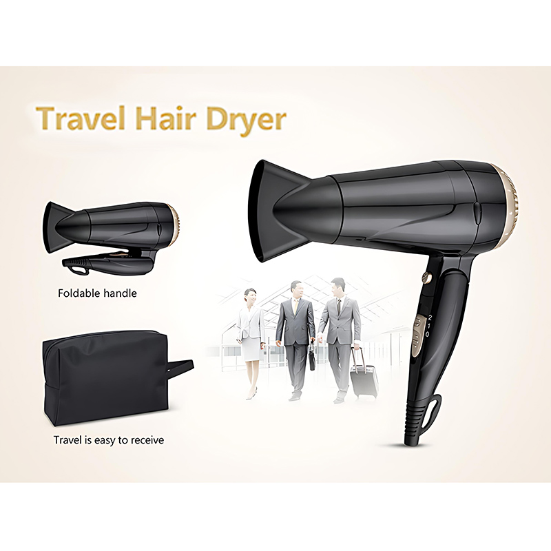 Portable Travel Hair Dryer with Foldable Handle 1600W DR940040-8 Negative Ion Foldable Hair Fast Drying Electric Hair Dryer with Concentrator
